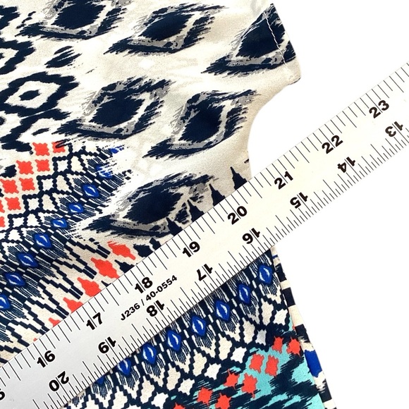 Be Vocal Rhinestone Cross Flutter Sleeve Mixed Print Tunic Top Medium USA Fairy - Picture 4 of 11